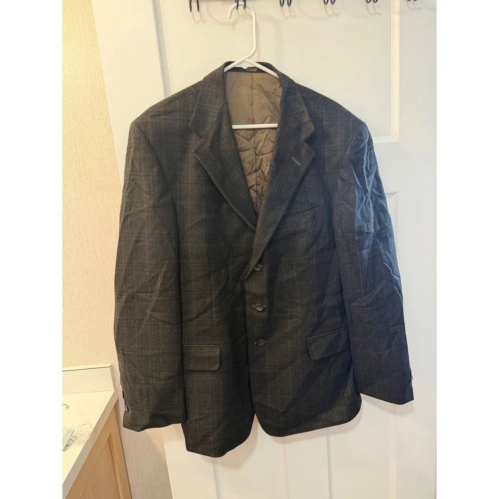 Hardwick Clothes Mens 42R Brown Plaid 3 Button Blazer Sport Coat Tailored in USA